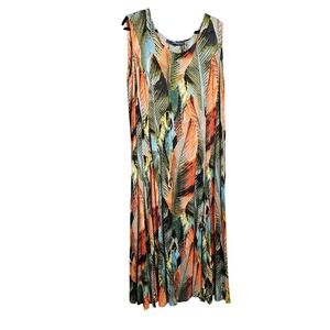 Denim 24/7 100% Rayon Tropical Tank Style Maxi Dress Colorful Flowy Relaxed LG